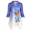 Haut Mouchoir Ombré à Imprimé Papillon de Grande Taille - Bleu clair 2X