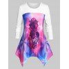 T-Shirt Mouchoir à Imprimé Roses de Grande Taille - Blanc 3X