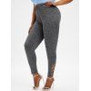 Pantalon Chiné Embelli de Bague Découpé de Grande Taille - Gris 4X