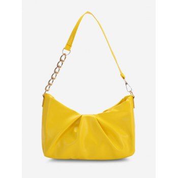 

Half-Chain Strap Ruched Shoulder Bag, Yellow
