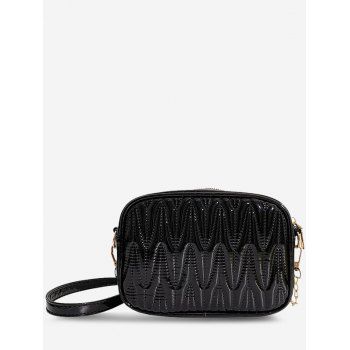 

Half-Chain Strap Quilted Crossbody Bag, Black