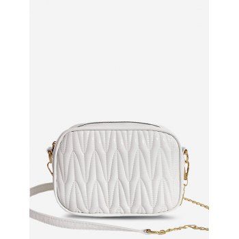 

Half-Chain Strap Quilted Crossbody Bag, White