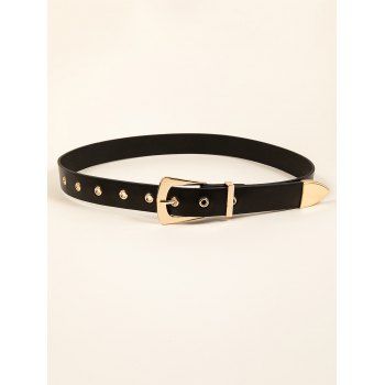 

Gold-Tone Pin Buckle Belt, Black
