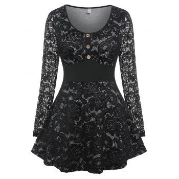 

Plus Size Lace Skirted Tee, Black