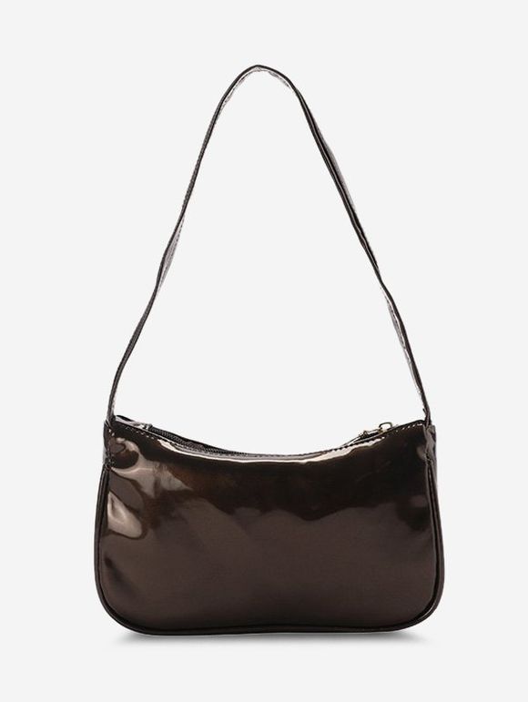 Sac à Bandoulière en Simili Cuir de Couleur Unie - Brun 