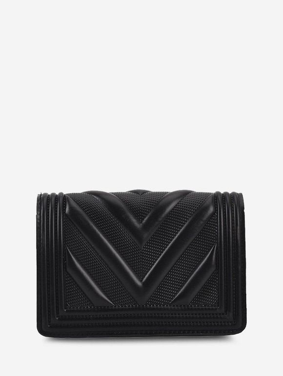 Sac à Bandoulière Zigzag Chaîne à Rabat Matelassé - Noir 