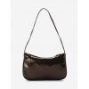 Sac à Bandoulière en Simili Cuir de Couleur Unie - Brun 
