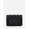 Sac à Bandoulière Zigzag Chaîne à Rabat Matelassé - Noir 