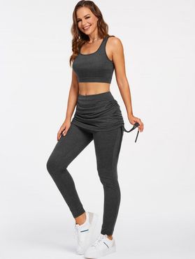 Cut Out Crop Top and Fold Over Cinched Skinny Pants