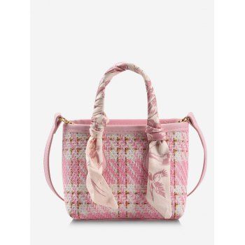 

Plaid Tweed Scarf-Wrapped Crossbody Bag, Pink