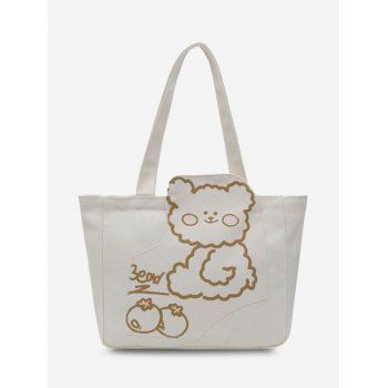 

Cute Cartoon Canvas Tote Bag, Warm white