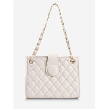 

Lattice-Quilted Square Shoulder Bag, White