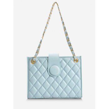 

Lattice-Quilted Square Shoulder Bag, Sea blue