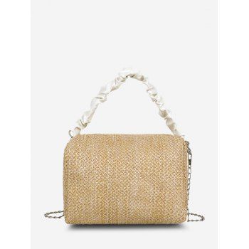 

Ruched Handle Woven Crossbody Bag, Beige