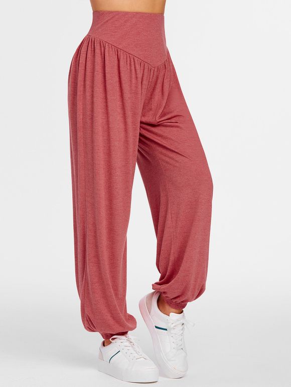 Pantalon Joggeur à Taille Haute Bigarré - Rouge XL