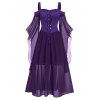 Robe d'Halloween Epaule Dénudée Manches de Papillon de Grande Taille - Iris Pourpre 5X