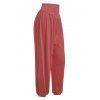 High Waisted Heathered Jogger Pants - RED XXXL