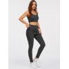 Cut Out Crop Top and Fold Over Cinched Skinny Pants - DARK GRAY M