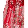 Garden Party Dress Floral Print Midi Dress Spaghetti Strap A Line Dress Belted Chiffon Beach Dress - RED M