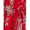 Robe de Soirée en Mousseline de Soie Ceinturée à Imprimé Florale en Ligne A - Rouge M
