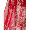 Garden Party Dress Floral Print Midi Dress Spaghetti Strap A Line Dress Belted Chiffon Beach Dress - RED XXXL