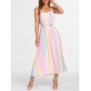 Robe Mi-longue Tente à Bretelles Spaghetti Froncées à Rayures Arc-en-ciel - multicolor XL