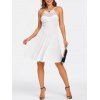 Robe Ajustée et Evasée à Bretelle en Dentelle Insérée - Blanc M
