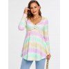 Long Sleeve Tie Dye Print T-shirt - multicolor M
