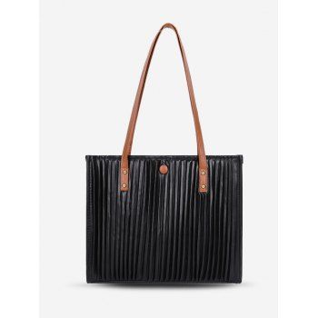 

Thin Strap Pleated Tote Bag, Black