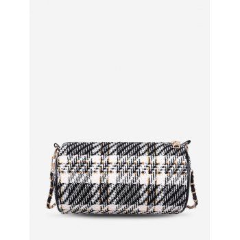 

Plaid Tweed Cylinder Shoulder Bag, Black