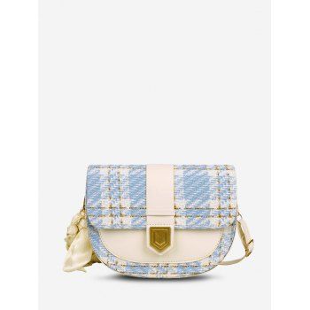 

Tweed Spliced Scarf-Wrapped Shoulder Bag, White