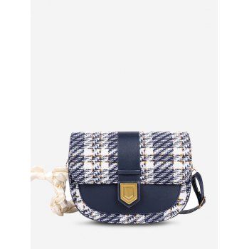 

Tweed Spliced Scarf-Wrapped Shoulder Bag, Deep blue