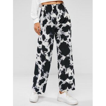 

Tie Dye Wide Leg Pull On Pants, Black