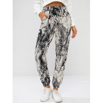 

Drawstring Tie Dye Beam Feet Pants, Black