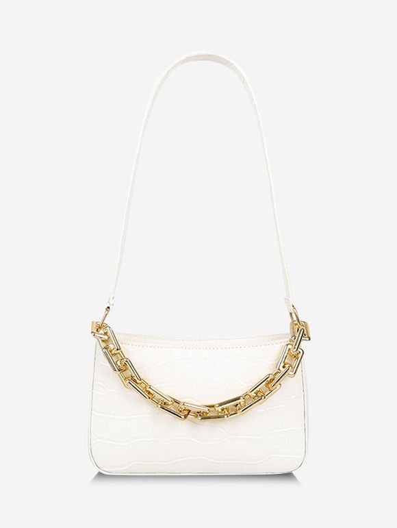 Sac à Bandoulière à Chaîne Gaufré Epais - Blanc Lait 