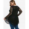 Plus Size Plunge O Ring Strappy Lace Tee - BLACK L