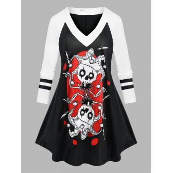 

Plus Size Funny Skeleton Long Sleeve Tunic Tee, Black