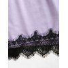 Plus Size Lace Panel Pajama Set - LIGHT PURPLE 2XL