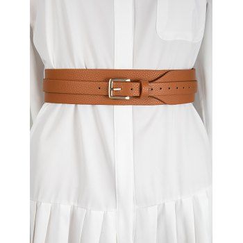 

Wide PU Leather Pin Buckle Belt, Rust