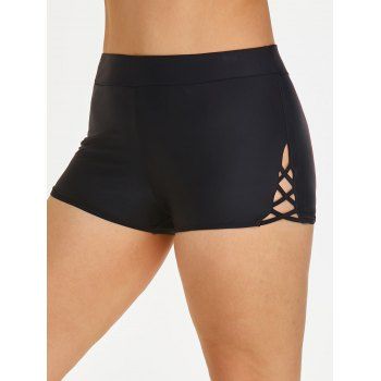 

Plus Size Side Lattice Swim Bottom, Black