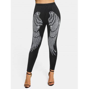 

Wings Print High Waisted Skinny Leggings, Black