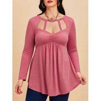 

Plus Size Cutout Ruched Skirted T-shirt, Light pink