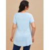 T-shirt Croisé de Grande Taille à Manches Raglan - Bleu clair L