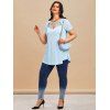 T-shirt Croisé de Grande Taille à Manches Raglan - Bleu clair 5X