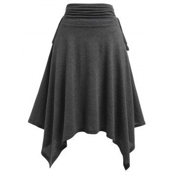 

Cinched Waist Heathered Handkerchief Skirt, Gray