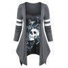 T-shirt D'Halloween à Imprimé Crâne Papillon 2 en 1 - Gris L