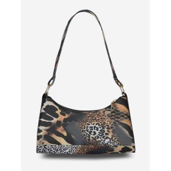 Printed Retro Shoulder Bag, Brown
