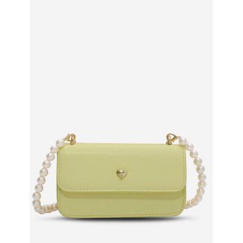 

Heart Pattern Faux Pearl Strap Shoulder Bag, Green yellow