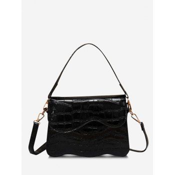 

Textured Wavy Edge Cover Crossbody Bag, Black