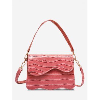 

Textured Wavy Edge Cover Crossbody Bag, Light pink